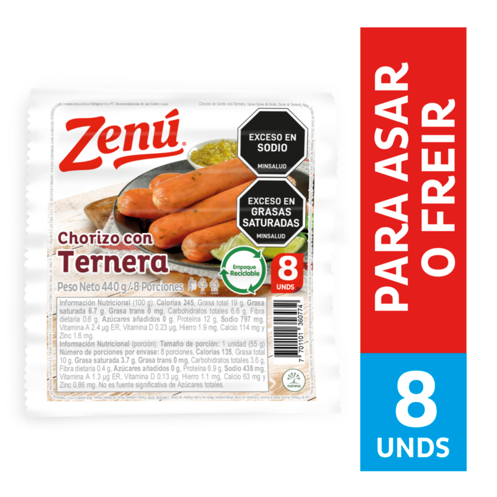 CHORIZO DE TERNERA ZENU X 440G