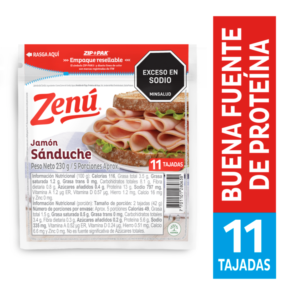 JAMÓN SANDUCHE ZENU X 230 g