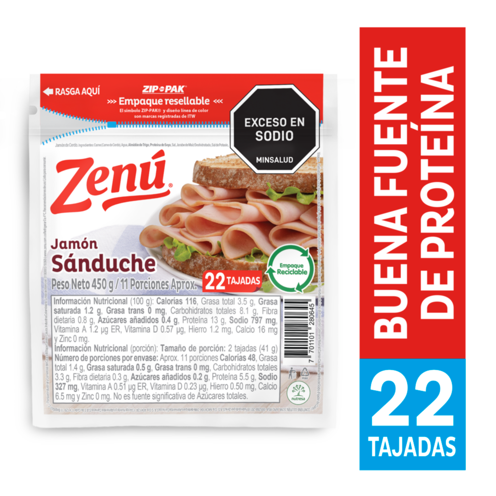 JAMÓN SANDUCHE ZENU X 450 g