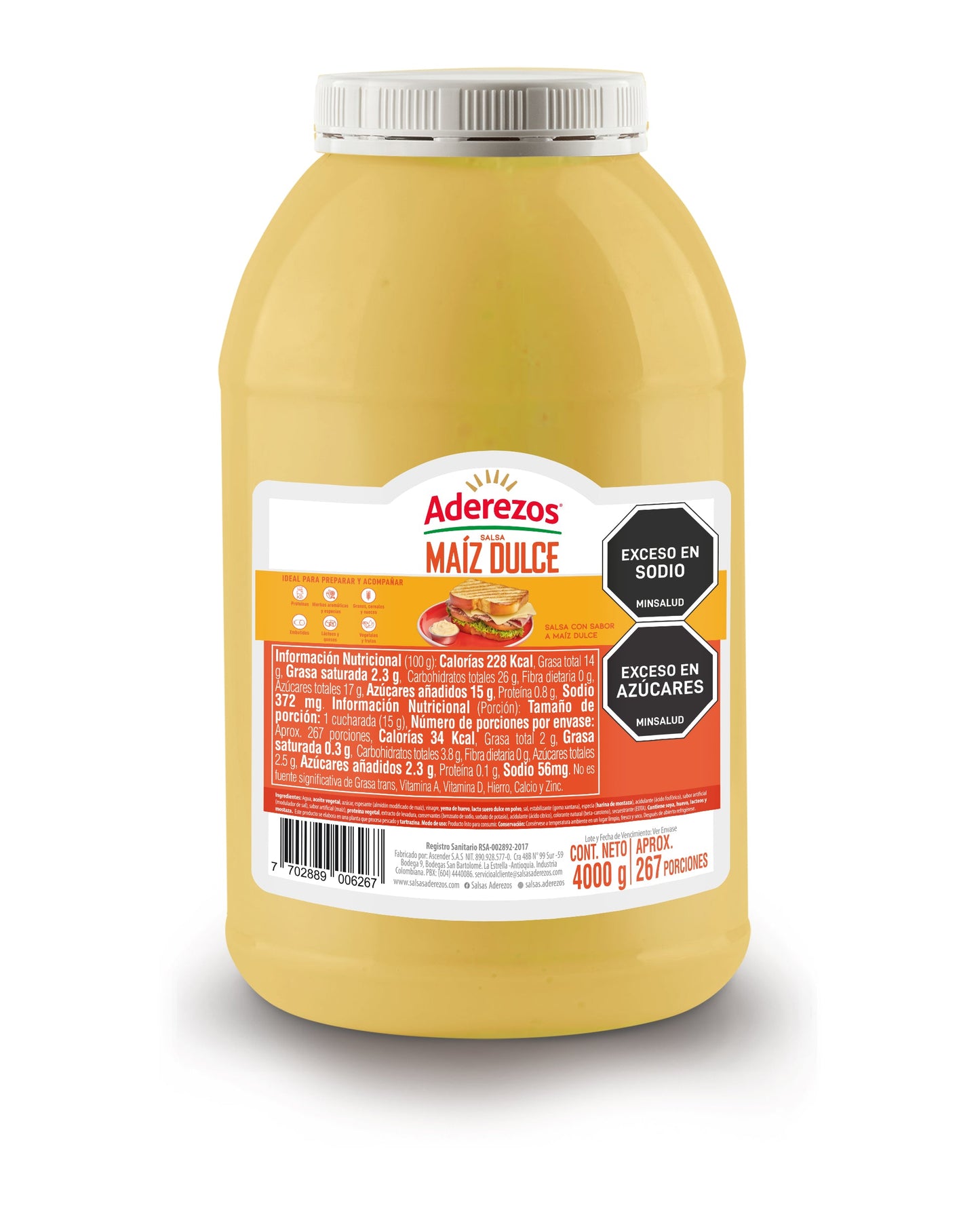 Salsa Maiz Dulce Aderezos 4000 G Pet