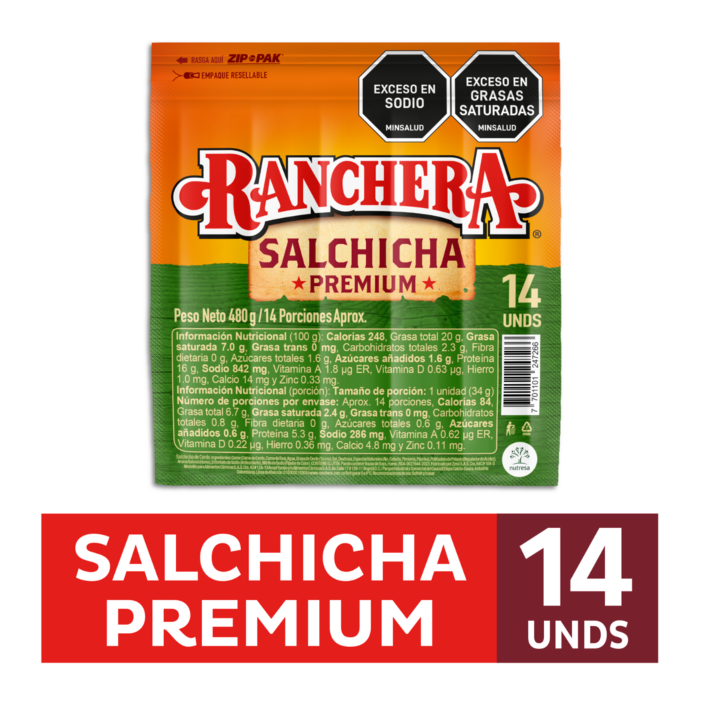 SALCHICHA RANCHERA ZENU X 480 g
