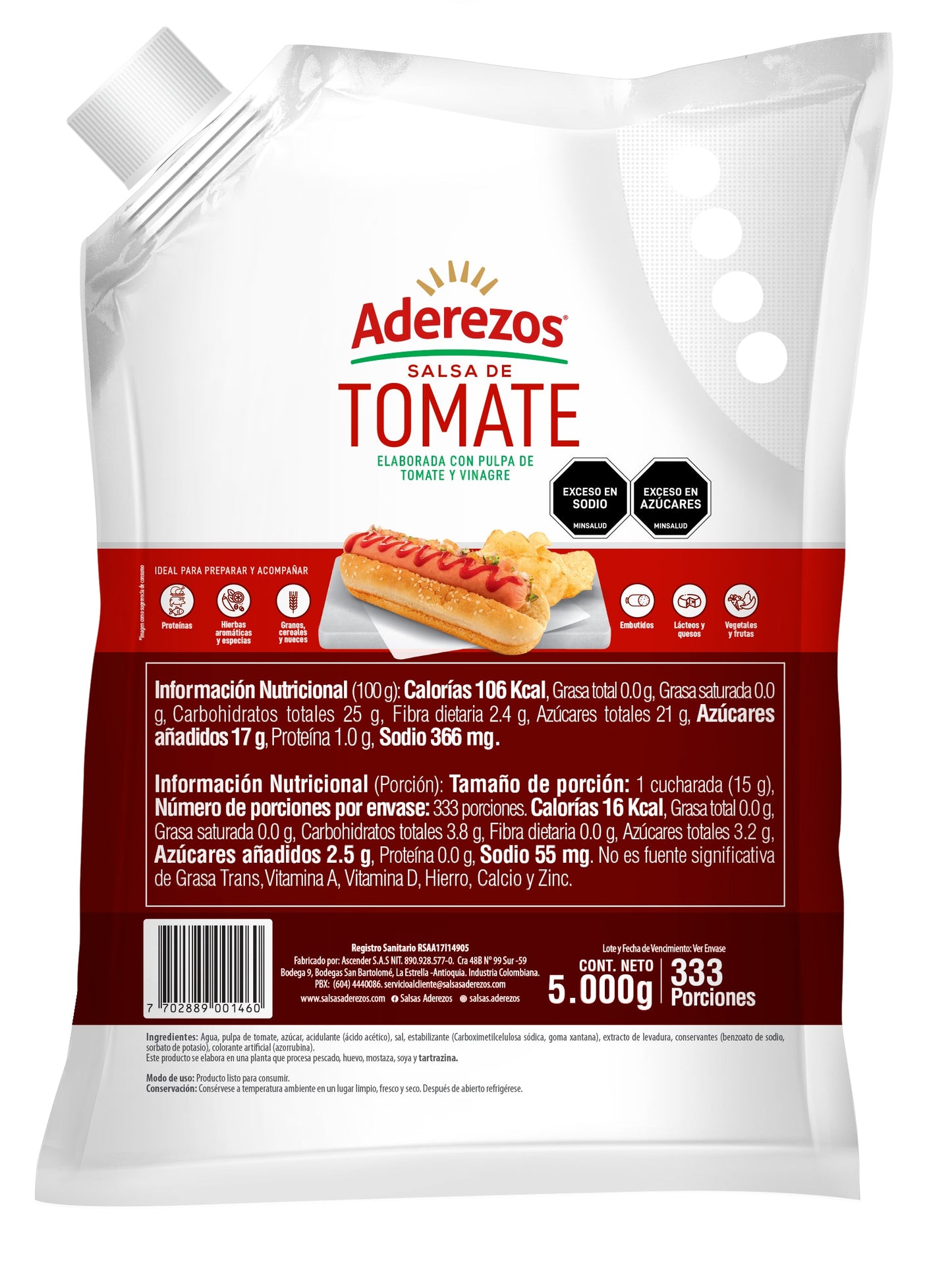 Salsa De Tomate Aderezos X 5000 G
