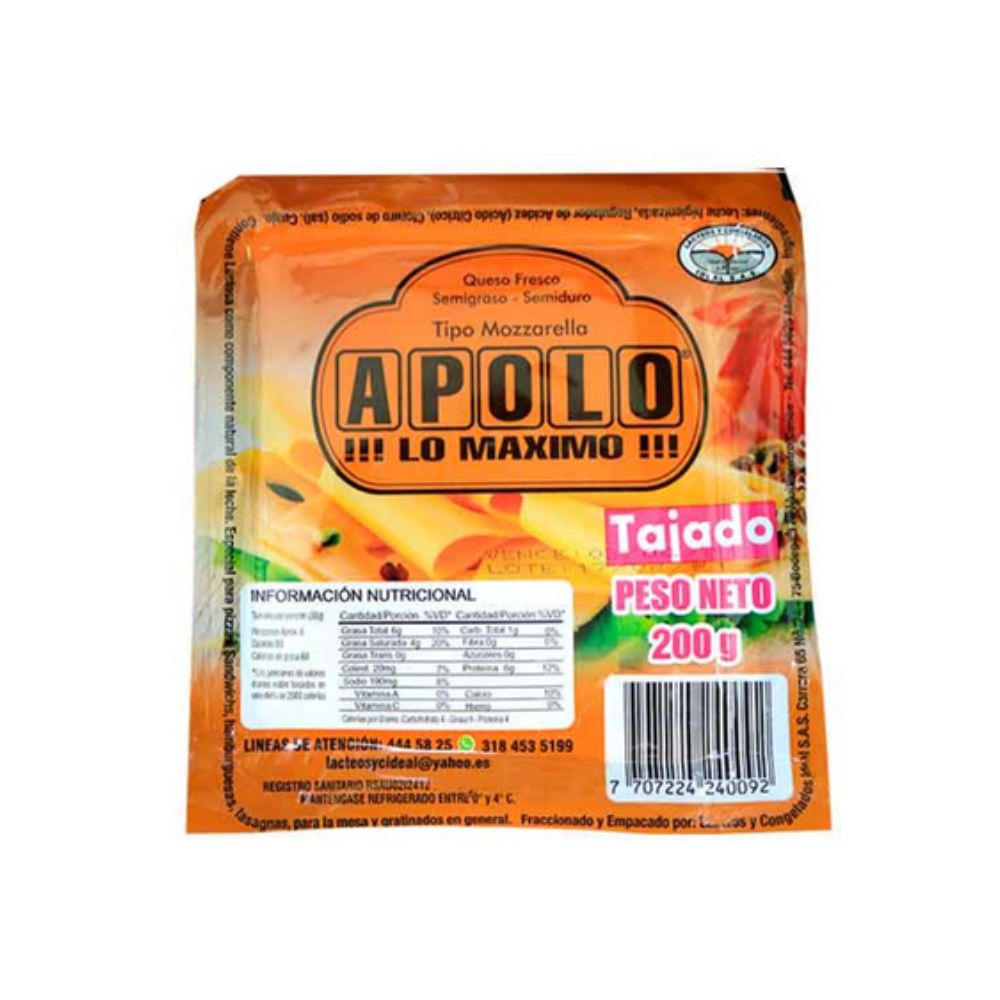 Queso Tajado Apolo X 200 G