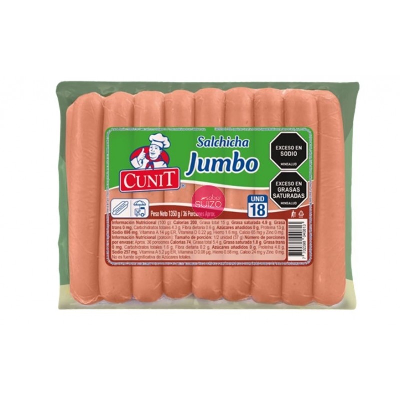 Salchicha Jumbo Perro Cunit X1350 G X 18 Und
