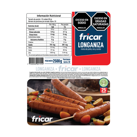 Longaniza Fricar X 2500 G X 25 Und