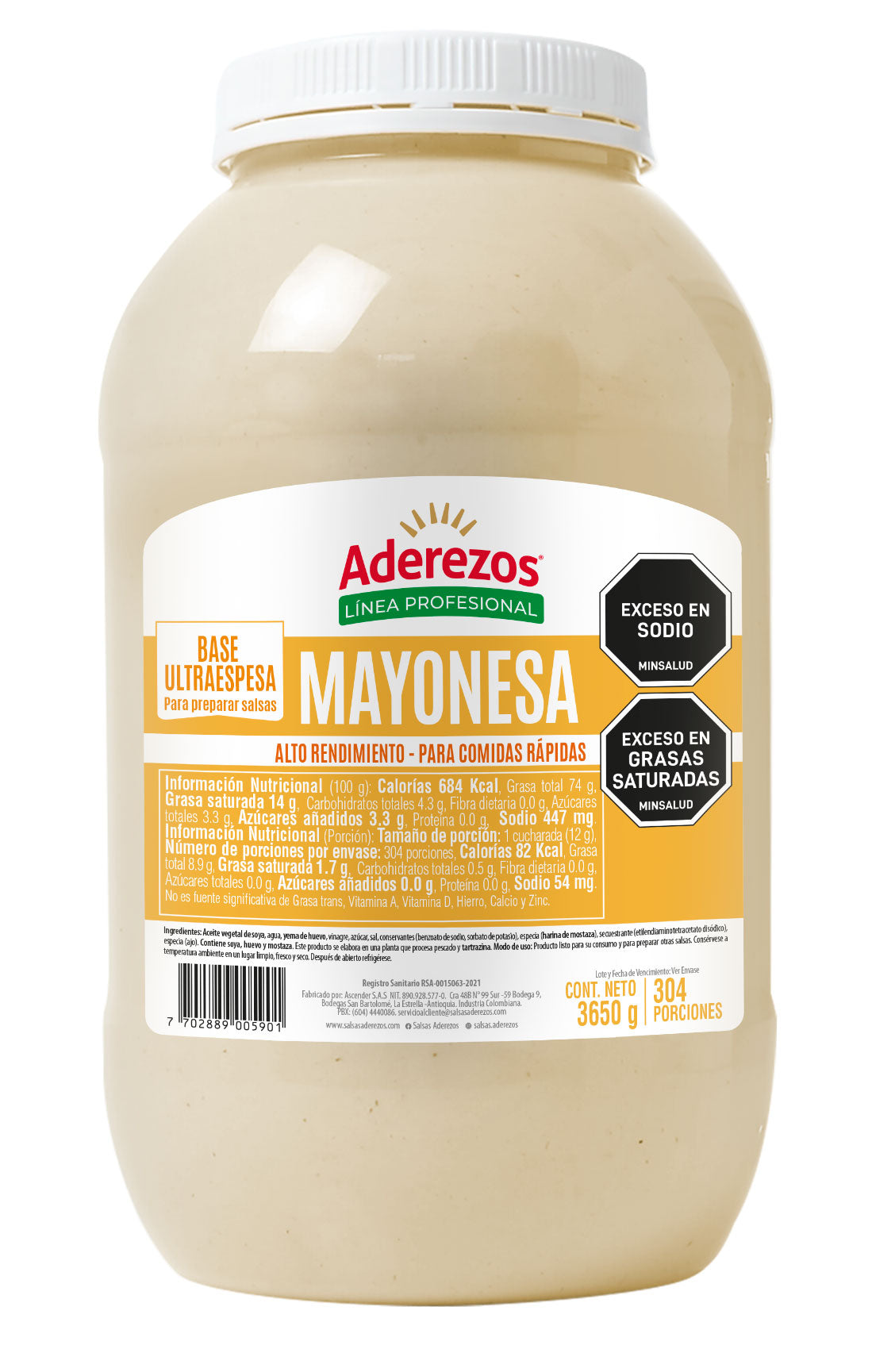 MAYONESA ULTRAESPESA ADEREZOS x3650g PET