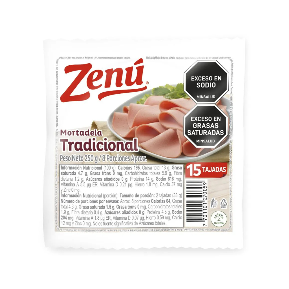 Mortadela Tradicional Zenu X 250 G