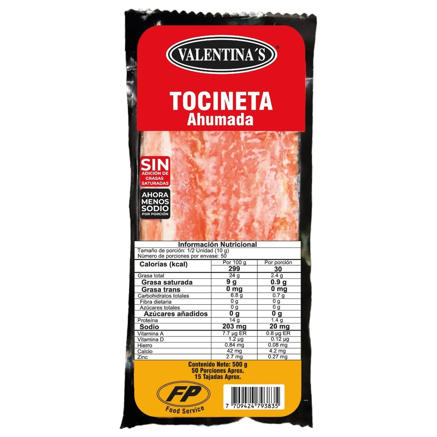 Tocineta ahumada Valentina's 500 g