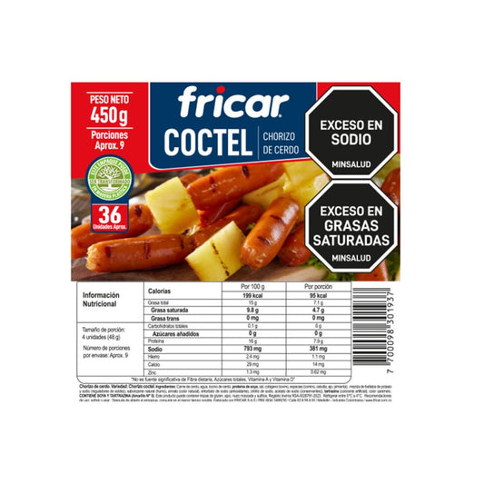 Chorizo Coctel Fricar X 450 G X 42 Und