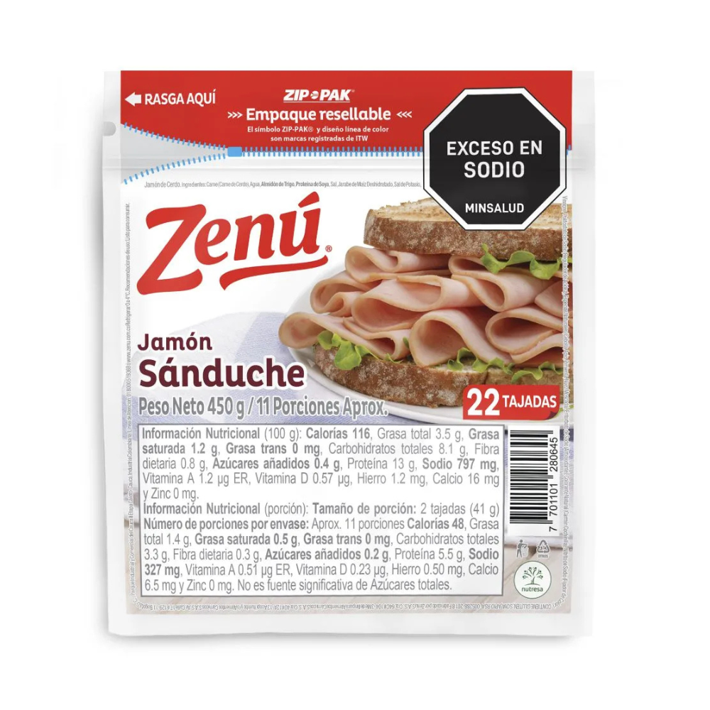 Jamon Sanduche Zenu X 450 G