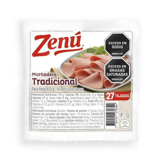 Mortadela Tradicional Zenu X 450 G