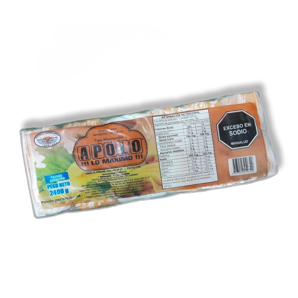 Queso Amarillo Tajado Apolo X 2400Gr