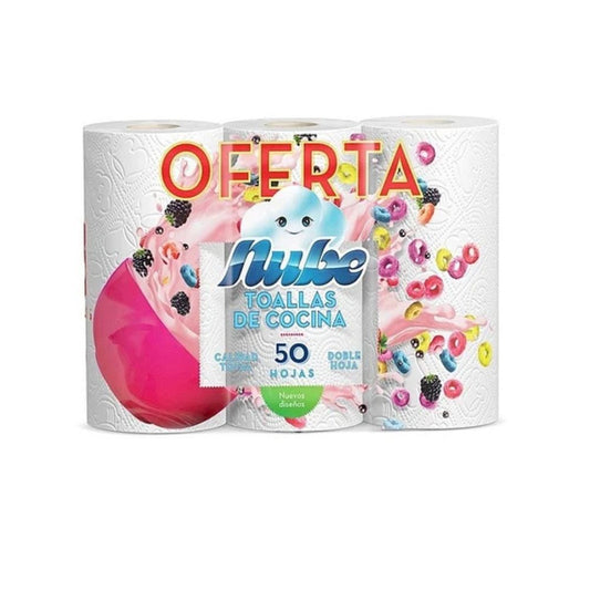 Toalla Cocina Nube 3 Rollos X 50 Und